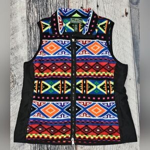 Lauren Ralph Lauren Vest Fleece Navajo Southwestern Aztec Zip Up Women's Size L